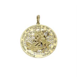 Pingente S�o Jorge com Zirc�nia em Ouro 18 Kilates - 25044